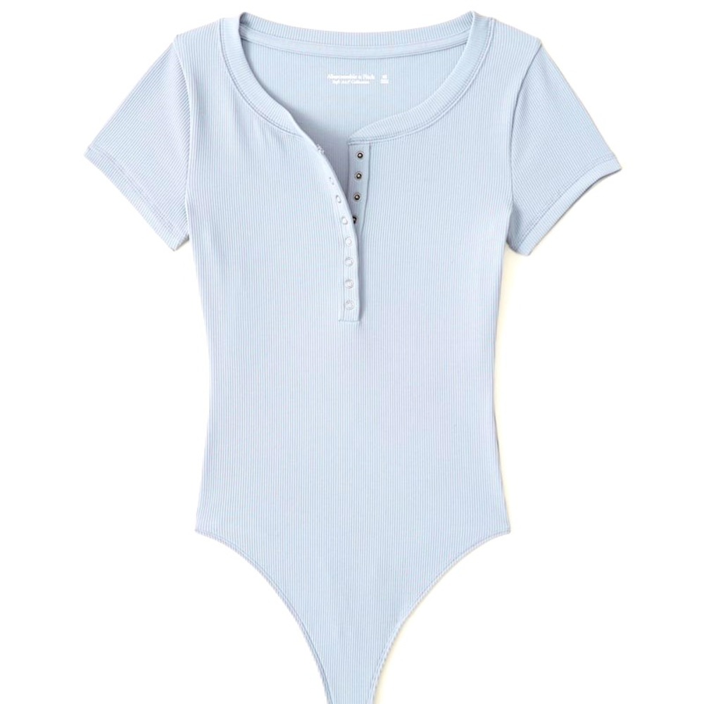 Short-Sleeve Seamless Rib Fabric Henley Bodysuit